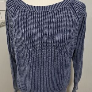Philosophy Navy Textured Crew Neck Sweater